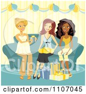 Poster, Art Print Of Friends Giving A Pregnant Woman Baby Shower Gifts