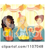 Clipart Friends Giving Gifts To A Birthday Girl At A Party Royalty Free Vector Illustration
