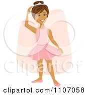 Happy Hispanic Ballerina Girl Dancing Over A Pink Rectangle