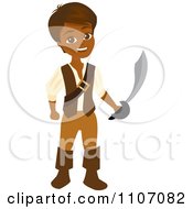 Poster, Art Print Of Happy Hispanic Pirate Boy Holding A Sword