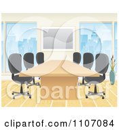 Clipart Office Boardroom Interior With A Meeting Table And Chairs Royalty Free Vector Illustration by Amanda Kate #COLLC1107084-0177