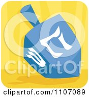 Clipart Hanukkah Dreidel Spinner Top Over Yellow Stripes Royalty Free Vector Illustration