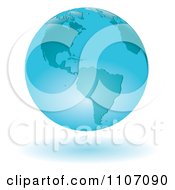 Clipart Floating Blue Globe Featuring The Americas Royalty Free Vector Illustration
