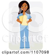 Clipart Happy Hispanic Nurse Holding Medical Charts Royalty Free Vector Illustration by Amanda Kate #COLLC1107098-0177