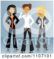 Clipart Three Diverse Business Women Over Blue Royalty Free Vector Illustration by Amanda Kate #COLLC1107101-0177
