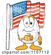 Poster, Art Print Of Egg Mascot Character Pledging Allegiance To The American Flag