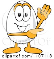 Clipart Egg Mascot Character Waving And Pointing Royalty Free Vector Illustration