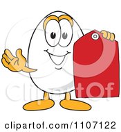 Poster, Art Print Of Egg Mascot Character Holding A Sales Tag