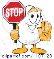 Poster, Art Print Of Egg Mascot Character Stop Sign
