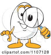Clipart Egg Mascot Character Looking Through A Magnifying Glass Royalty Free Vector Illustration