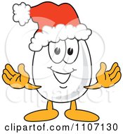 Clipart Egg Mascot Character Wearing A Christmas Santa Hat Royalty Free Vector Illustration