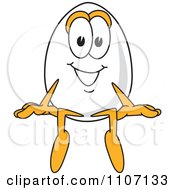 Egg Mascot Character Sitting On A Ledge