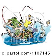 Poster, Art Print Of Drunk Men Fishing With An Alligator In The Boat And A Big Fish On A Hook