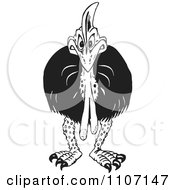 Clipart Black And White Angry Cassowary Bird Royalty Free Vector Illustration by Dennis Holmes Designs