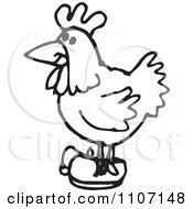 Clipart Black And White Chicken Wearing Shoes Royalty Free Vector Illustration