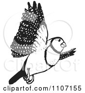 Clipart Black And White Double Bar Finch Bird Flying 3 Royalty Free Vector Illustration