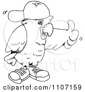 Black And White Cockatoo Holding A Thumb Up And Wearing A Hat And Shoes