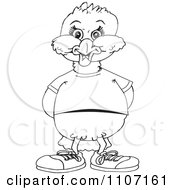 Clipart Black And White Cockatoo In A Shirt And Shoes With His Wings Behind His Back Royalty Free Vector Illustration by Dennis Holmes Designs