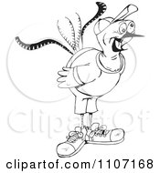 Clipart Black And White Lyrebird In Clothes Gawking Royalty Free Vector Illustration