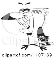 Clipart Black And White Kookaburra Bird Grinning Royalty Free Vector Illustration