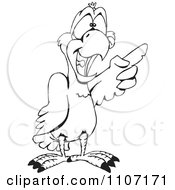 Clipart Black And White Eclectus Parrot Pointing Royalty Free Vector Illustration