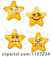 Clipart Four Expressional Star Characters Royalty Free Vector Illustration