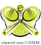 Clipart Green Tennis Ball And Crossed Rackets 1 Royalty Free Vector Illustration