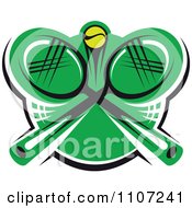 Clipart Green Tennis Ball And Crossed Rackets 3 Royalty Free Vector Illustration
