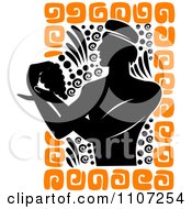 Clipart Silhouetted Greek Man Holding Grapes With Black And Orange Designs Royalty Free Vector Illustration by Vector Tradition SM