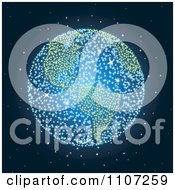 Clipart Blue And Green Fireworks Exploding With A Globe Visual In A Night Sky Royalty Free Vector Illustration by Amanda Kate #COLLC1107259-0177