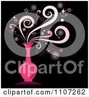 Clipart Magic Swirls Over A Pink Genie Bottle On Black Royalty Free Vector Illustration