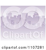 Clipart Purple City Skyline Background With Highrises And Skyscrapers Royalty Free Vector Illustration by Amanda Kate