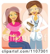 Clipart Happy Pregnant Woman Talking With Her Doctor Royalty Free Vector Illustration by Amanda Kate