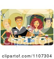 Poster, Art Print Of Happy Couples Toasting With Red Wine At A Dinner Party
