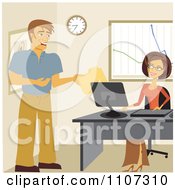 Poster, Art Print Of Happy Coworkers Exchanging Files In An Office