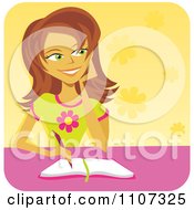 Clipart Distracted Teenage Girl Daydreaming And Writing In Her Diary Royalty Free Vector Illustration