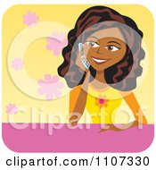 Poster, Art Print Of Pretty Black Teenage Girl Talking On A Cell Phone