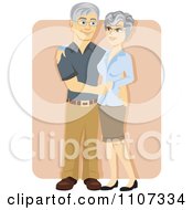 Clipart Happy Senior Couple Embracing And Smiling Over Tan Royalty Free Vector Illustration
