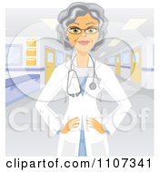 Clipart Female Senior Doctor In A Hospital Royalty Free Vector Illustration by Amanda Kate #COLLC1107341-0177
