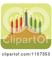 Poster, Art Print Of Lit Kwanzaa Candles On Green