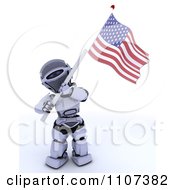 Poster, Art Print Of 3d Patriotic Robot Wearing A Top Hat And Waving An American Flag 2