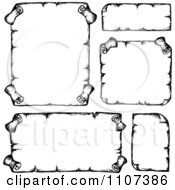 Clipart Sketched Balck And White Parchment Scrolls 1 Royalty Free Vector Illustration