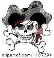 Clipart Jolly Roger Pirate Skull And Cross Bones With A Hat Royalty Free Vector Illustration by visekart #COLLC1107394-0161