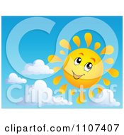 Poster, Art Print Of Cheerful Sun Character Smiling In A Sky