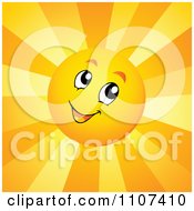 Poster, Art Print Of Cheerful Sun Character With Bright Rays