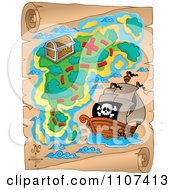 Poster, Art Print Of Pirate Treasure Map On Aged Parchment 2