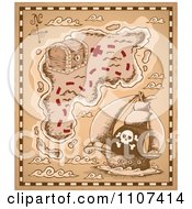 Poster, Art Print Of Pirate Treasure Map On Parchment
