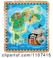 Poster, Art Print Of Pirate Treasure Map On Aged Parchment 3