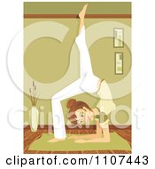 Poster, Art Print Of Fit Brunette Woman In The Yoga Scorpion Pose