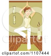 Poster, Art Print Of Fit Brunette Woman In The Yoga Tree Pose